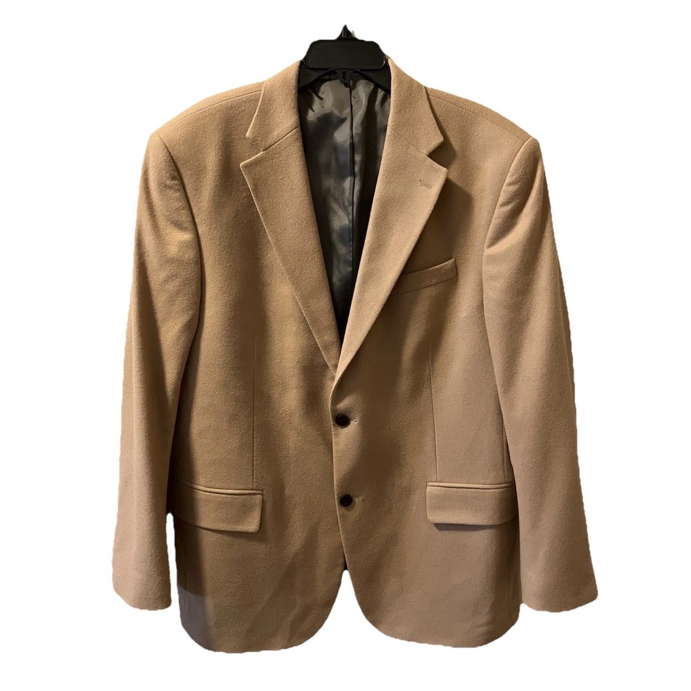 Oscar De La Renta Blazer Wool Cashmere Camel Classic Luxury 46L